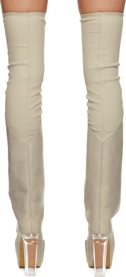 Rick Owens Beige Oblique Tall Boots