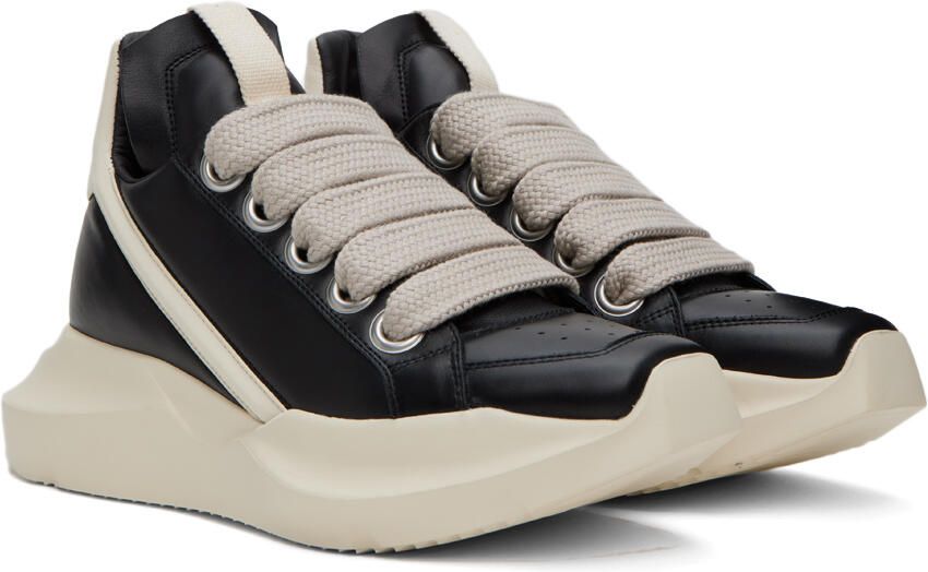 Rick Owens Black & Off-White Geth Sneakers - Picture 2