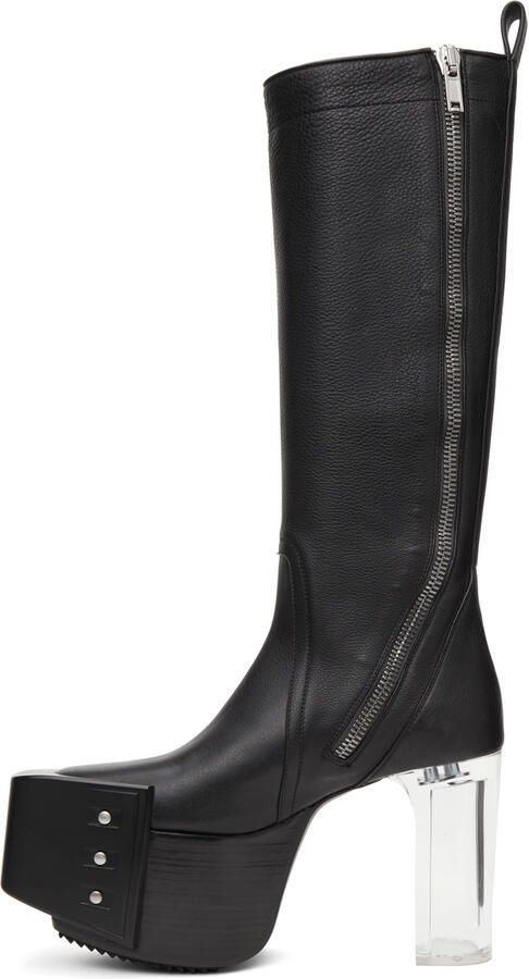 Rick Owens Black Double Zip Platform Boots