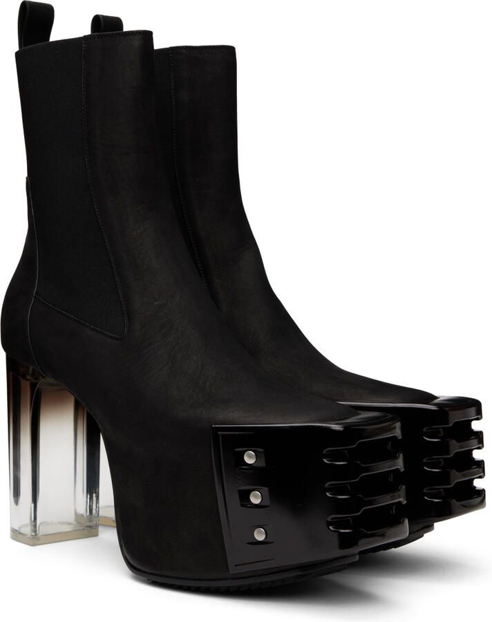Rick Owens Black Grilled Chelsea Boots - Picture 2