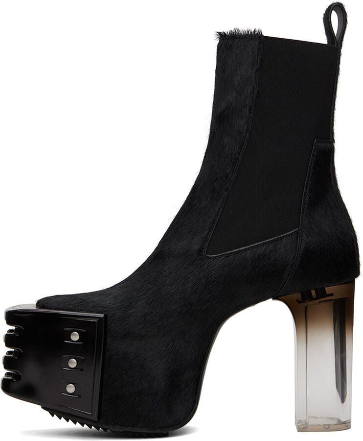 Rick Owens Black Grilled Platform Chelsea Boots