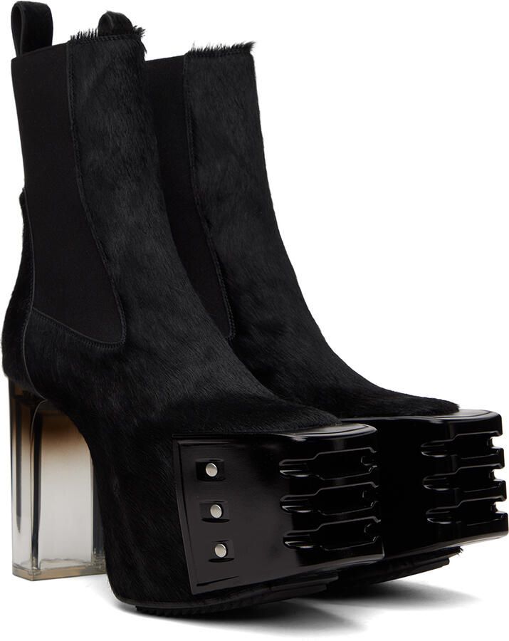 Rick Owens Black Grilled Platform Chelsea Boots - Picture 2