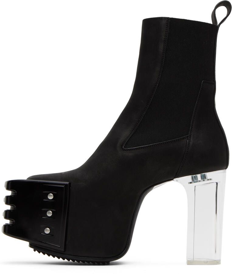 Rick Owens Black Grilled Platform Chelsea Boots