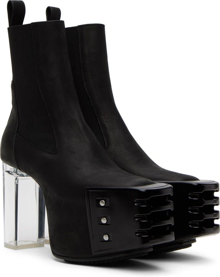 Rick Owens Black Grilled Platform Chelsea Boots - Picture 3