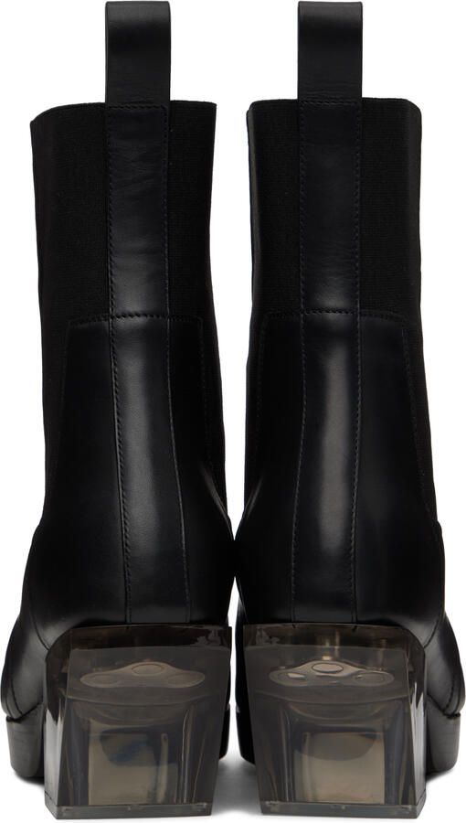 Rick Owens Black Heeled Sliver Chelsea Boots - Picture 3