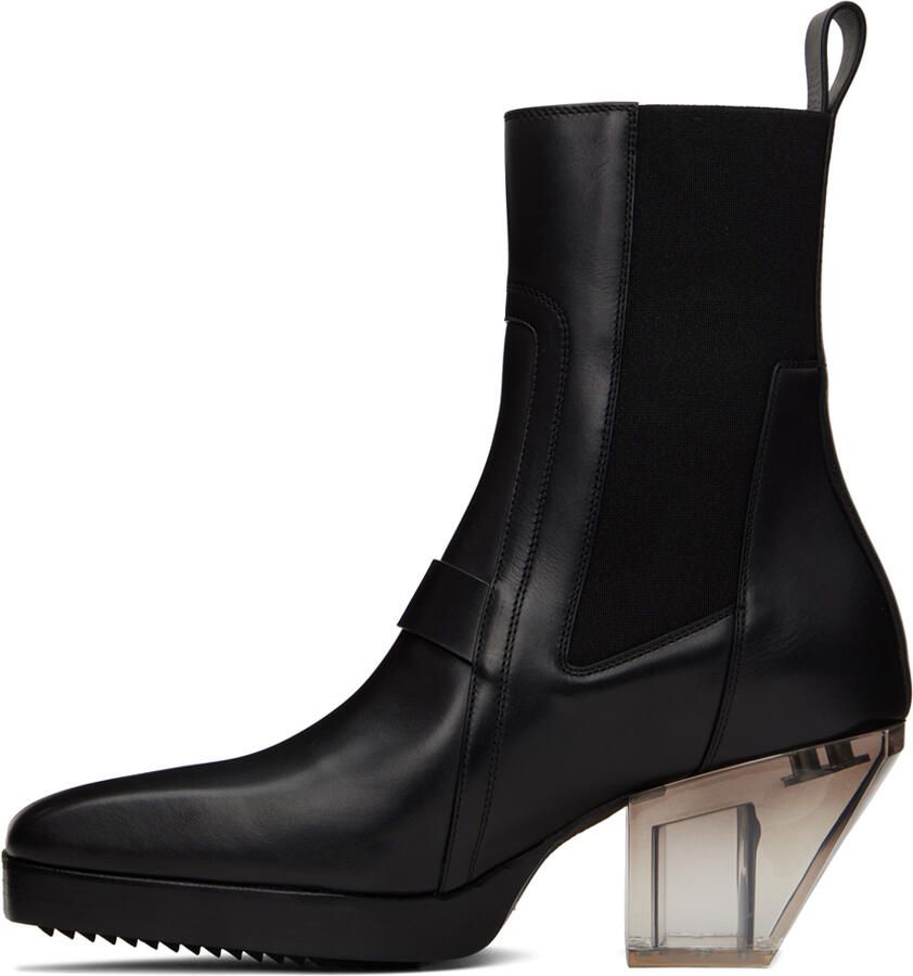 Rick Owens Black Heeled Sliver Chelsea Boots