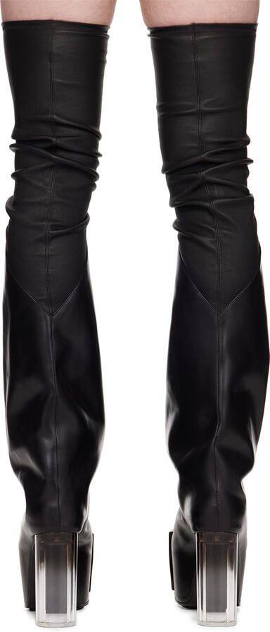 Rick Owens Black Oblique Platform Boots - Picture 2