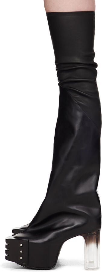 Rick Owens Black Oblique Platform Boots - Picture 3