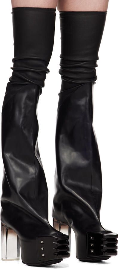 Rick Owens Black Oblique Platform Boots
