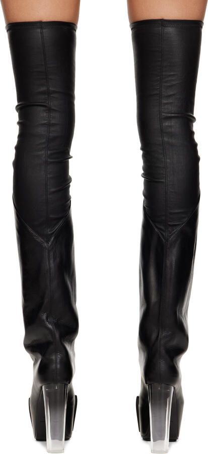 Rick Owens Black Oblique Tall Boots