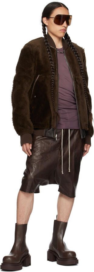 Rick Owens Brown Beatle Bogun Boots - Picture 4