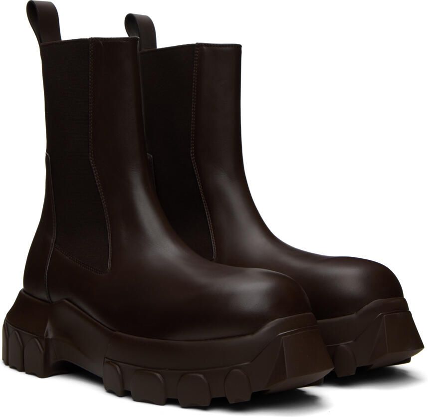 Rick Owens Brown Beatle Bozo Tractor Boots - Picture 2