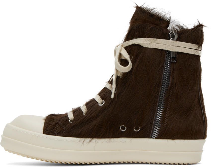 Rick Owens Brown Fur Sneakers - Picture 3
