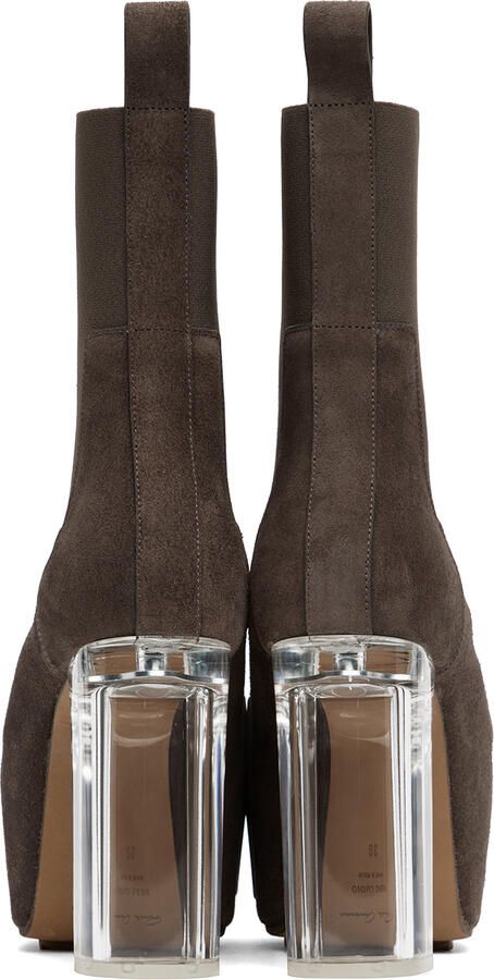 Rick Owens Brown Grilled Platform Boots - Picture 3