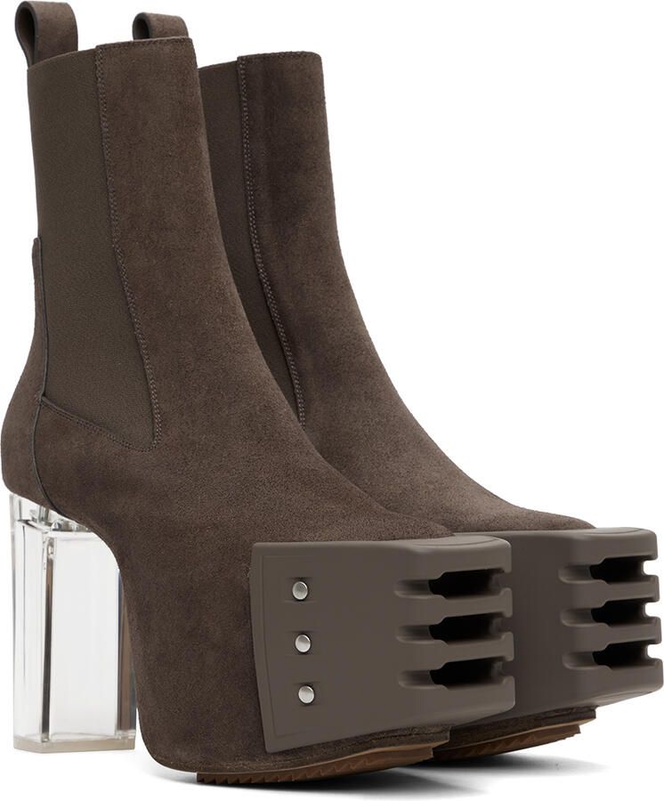 Rick Owens Brown Grilled Platform Boots
