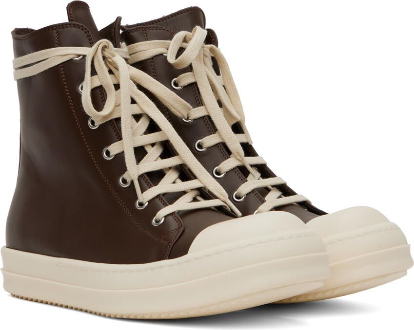 Rick Owens Brown High Sneakers - Picture 2
