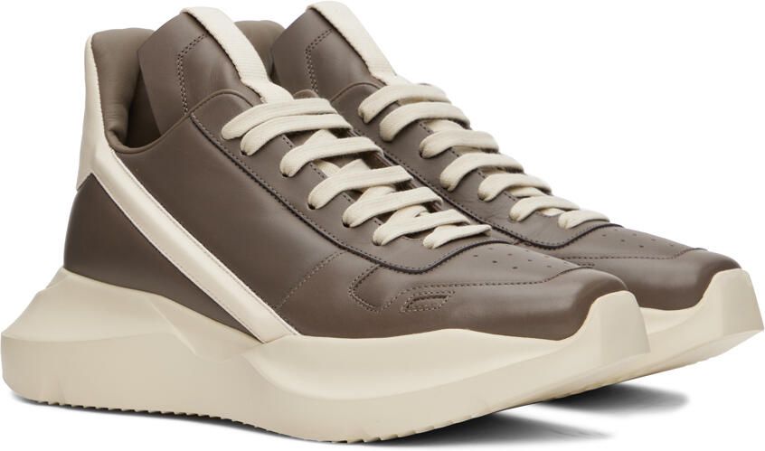 Rick Owens Gray & Off-White Geth Sneakers - Picture 2