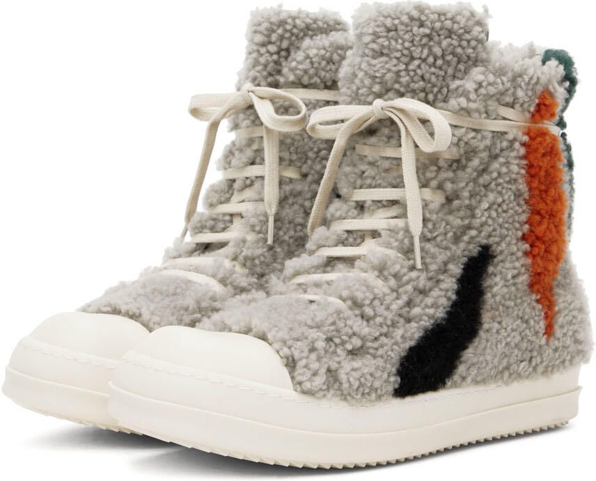Rick Owens Gray Strobe Shearling Sneakers - Picture 3