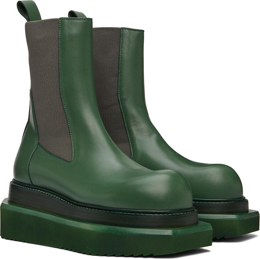 Rick Owens Green Beatle Turbo Cyclops Chelsea Boots - Picture 2