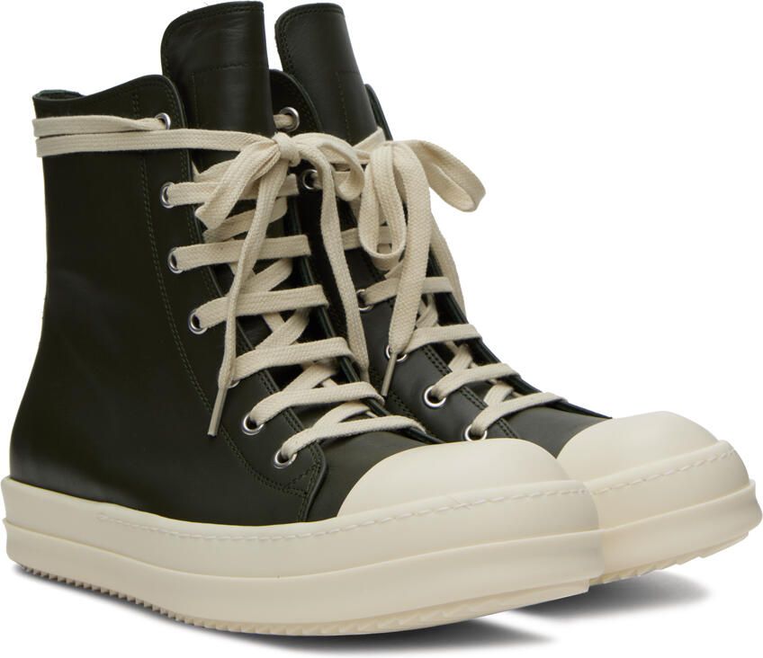 Rick Owens Green High Sneakers - Picture 2