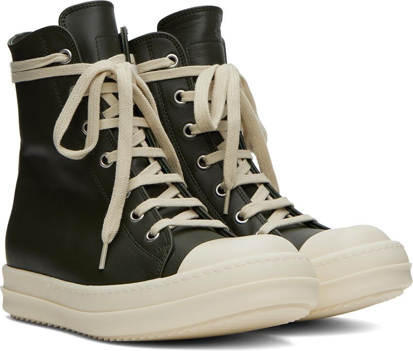 Rick Owens Green High Sneakers - Picture 2