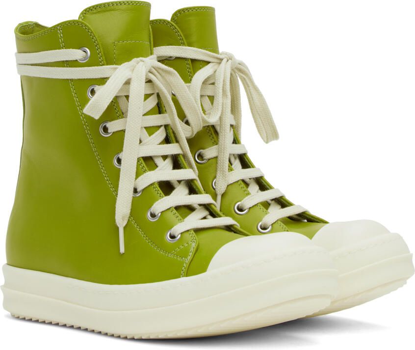 Rick Owens Green High Sneakers - Picture 2