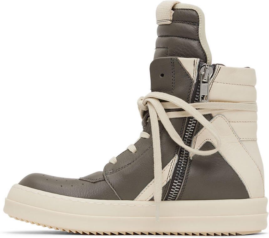 Rick Owens Kids Gray & Off-White Geobasket Sneakers - Picture 3