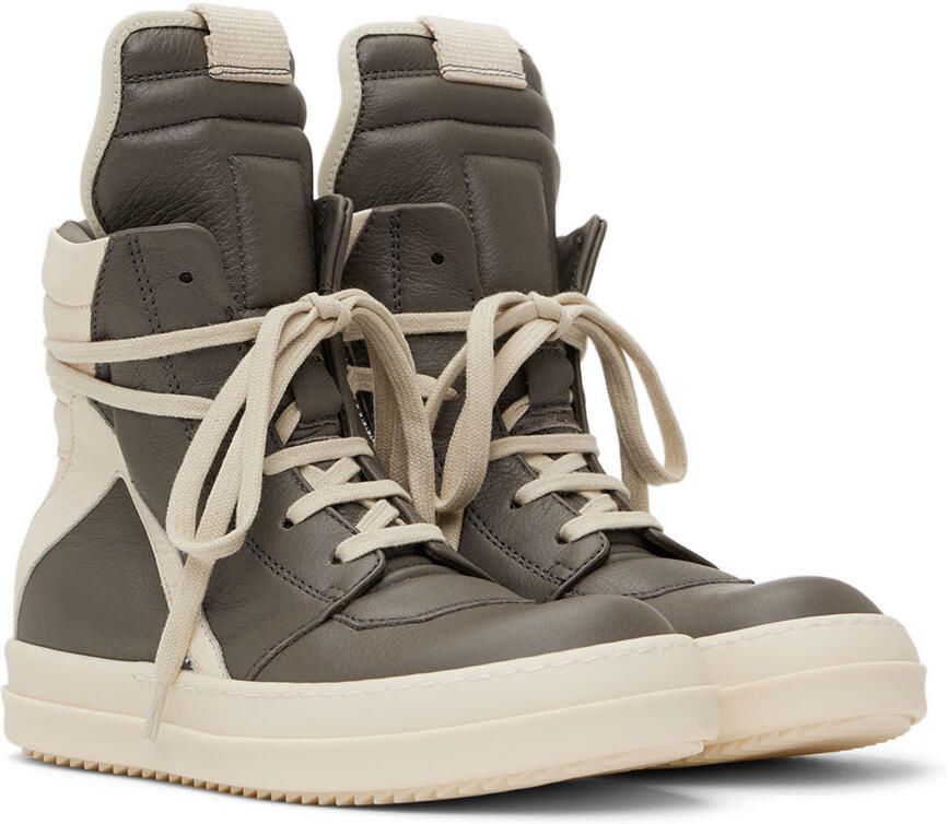 Rick Owens Kids Gray & Off-White Geobasket Sneakers - Picture 2
