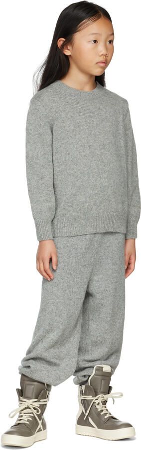 Rick Owens Kids Gray & Off-White Geobasket Sneakers - Picture 4