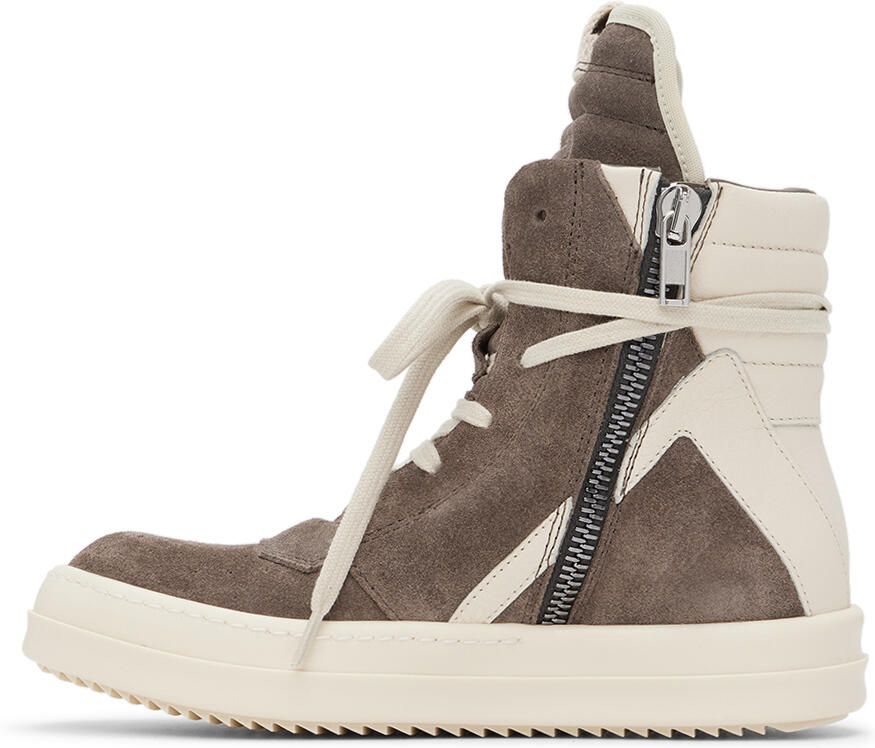Rick Owens Kids Gray & Off-White Geobasket Sneakers - Picture 2
