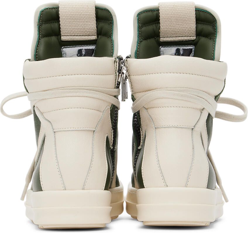 Rick Owens Kids Green & Off-White Geobasket Sneakers
