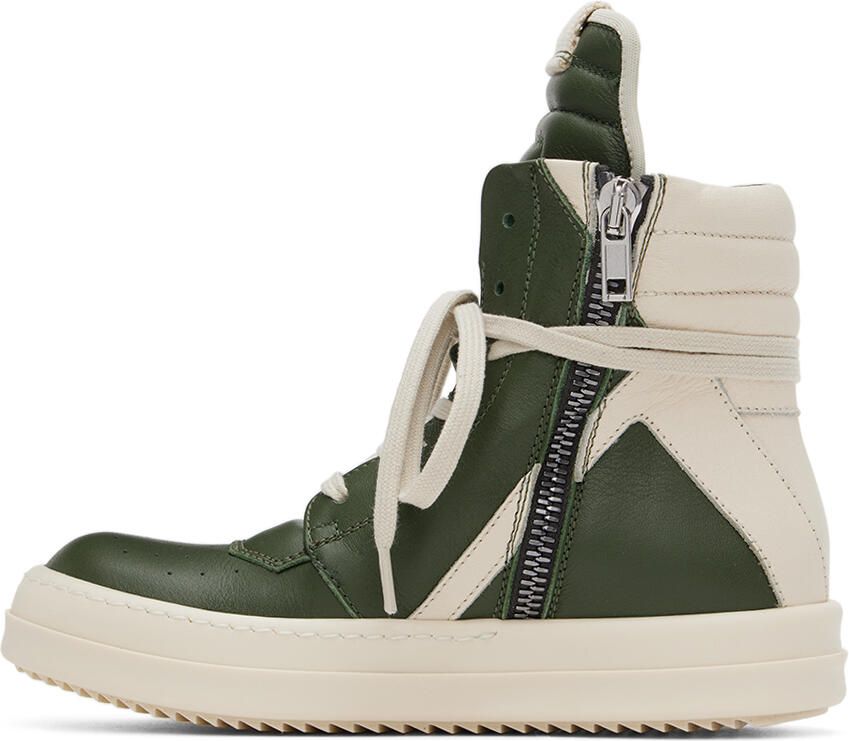 Rick Owens Kids Green & Off-White Geobasket Sneakers - Picture 3