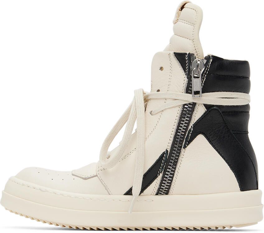 Rick Owens Kids Off-White & Black Geobasket Sneakers - Picture 3