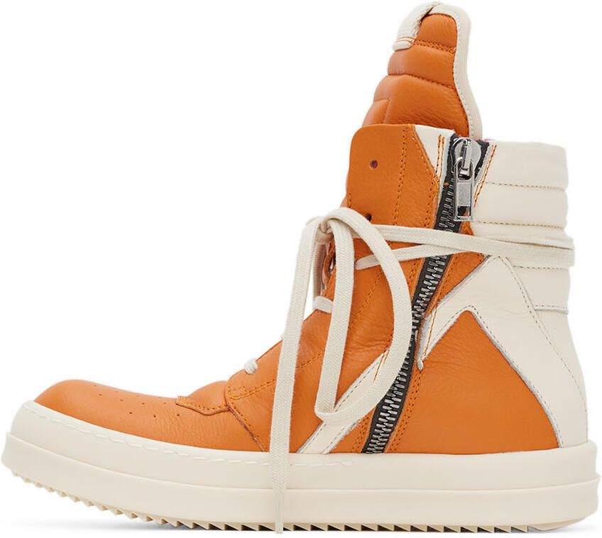 Rick Owens Kids Orange & Off-White Geobasket Sneakers - Picture 3