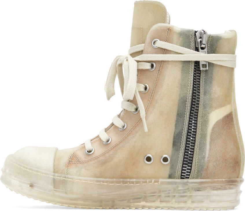 Rick Owens Off-White Leather High Sneakers - Picture 3