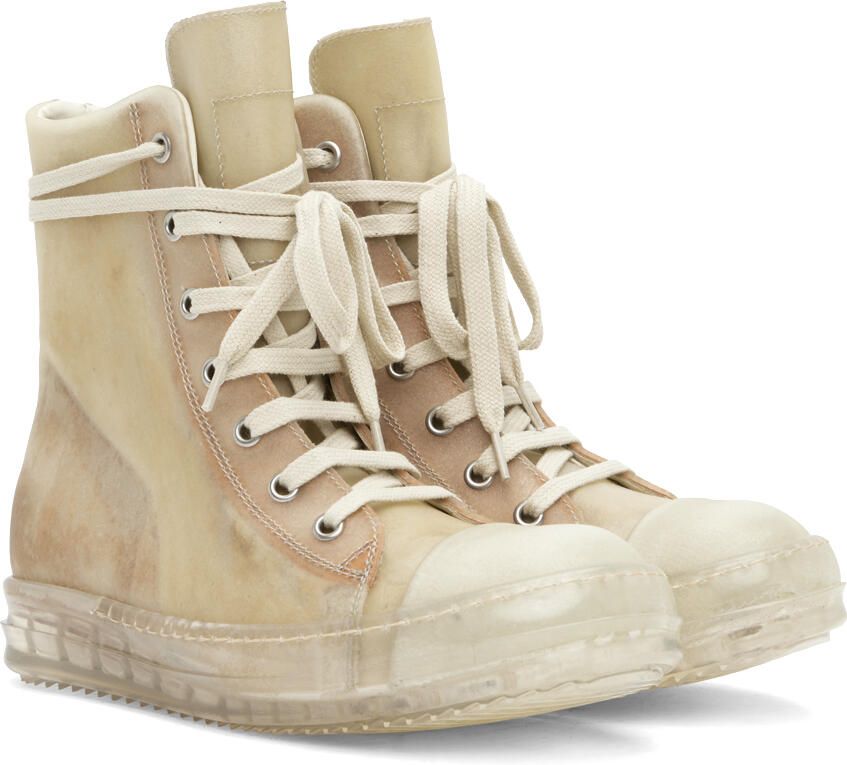Rick Owens Off-White Leather High Sneakers - Picture 2