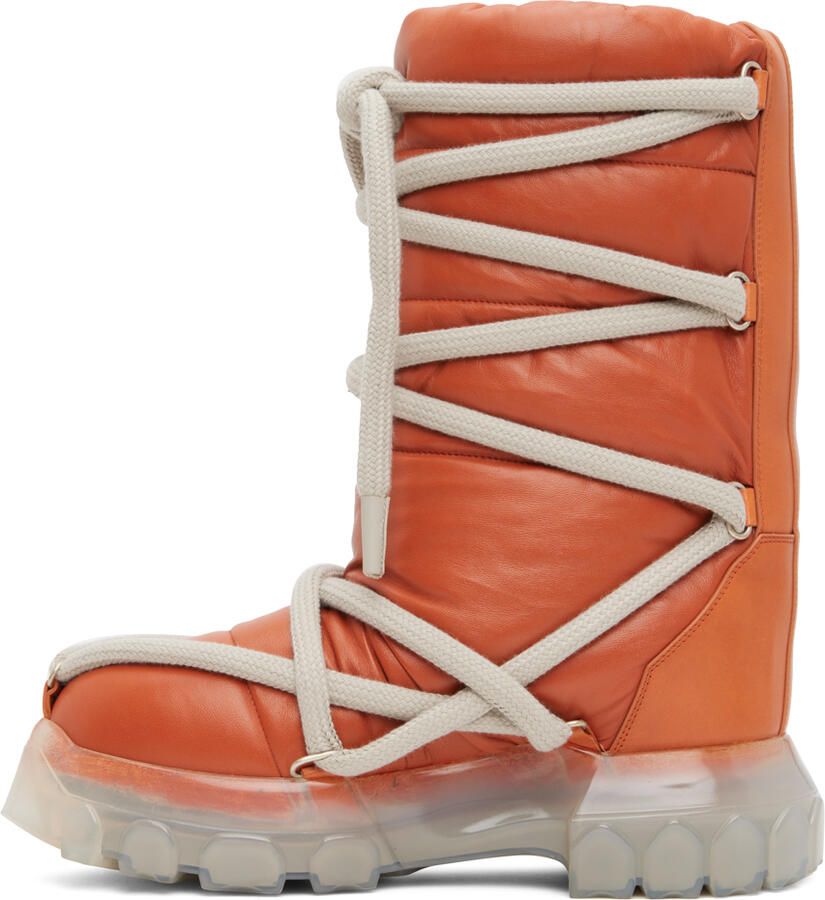 Rick Owens Orange Lunar Tractor Boots - Picture 2