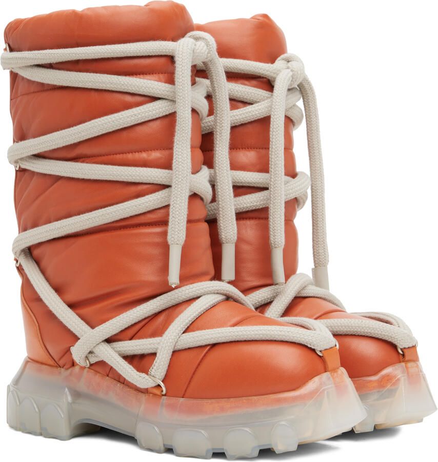 Rick Owens Orange Lunar Tractor Boots