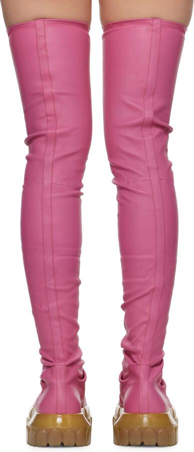 Rick Owens Pink Bozo Stocking Tractor Boots - Picture 2