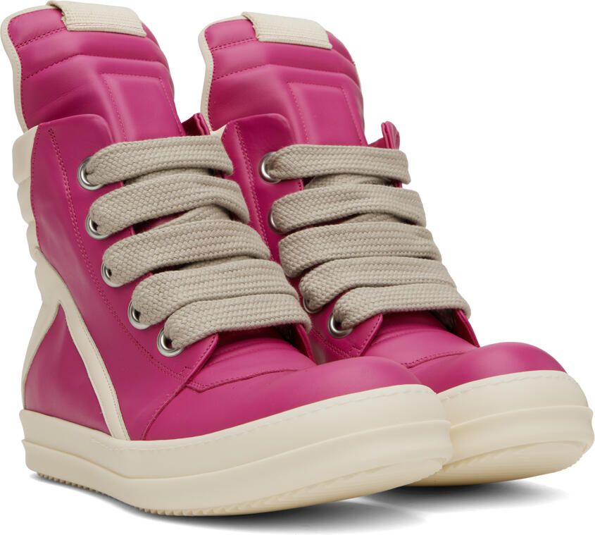 Rick Owens Pink Geobasket Sneakers - Picture 2