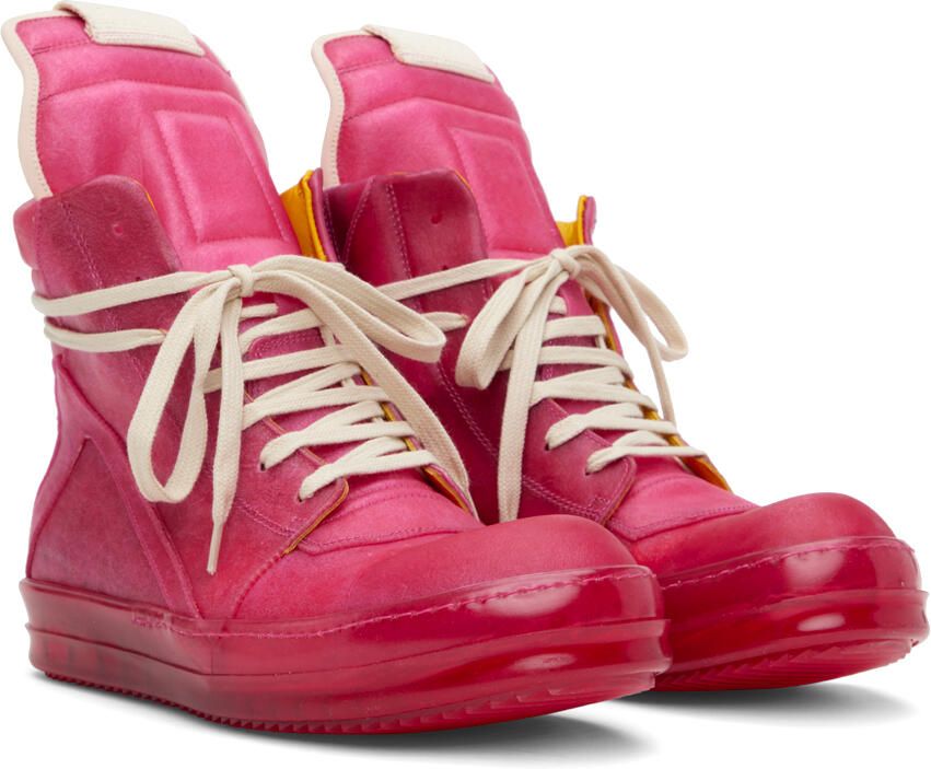 Rick Owens Pink Geobasket Sneakers - Picture 3