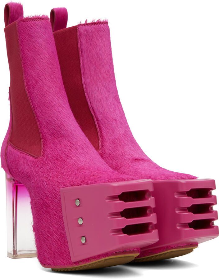 Rick Owens Pink Grilled Platform Chelsea Boots - Picture 3