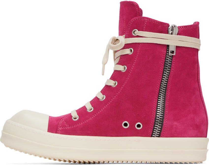 Rick Owens Pink Leather High Sneakers - Picture 6
