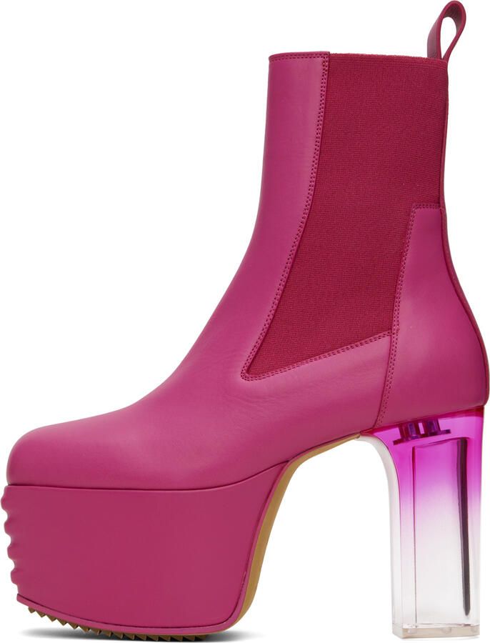 Rick Owens Pink Minimal Grill Platform Chelsea Boots - Picture 2