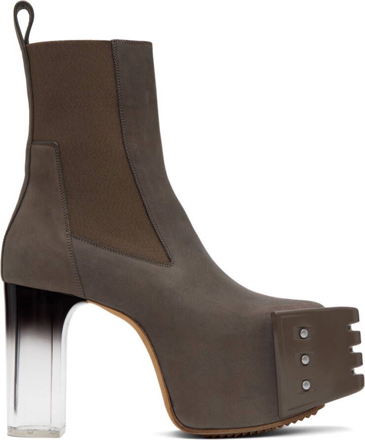 Rick Owens Taupe Grilled Boots