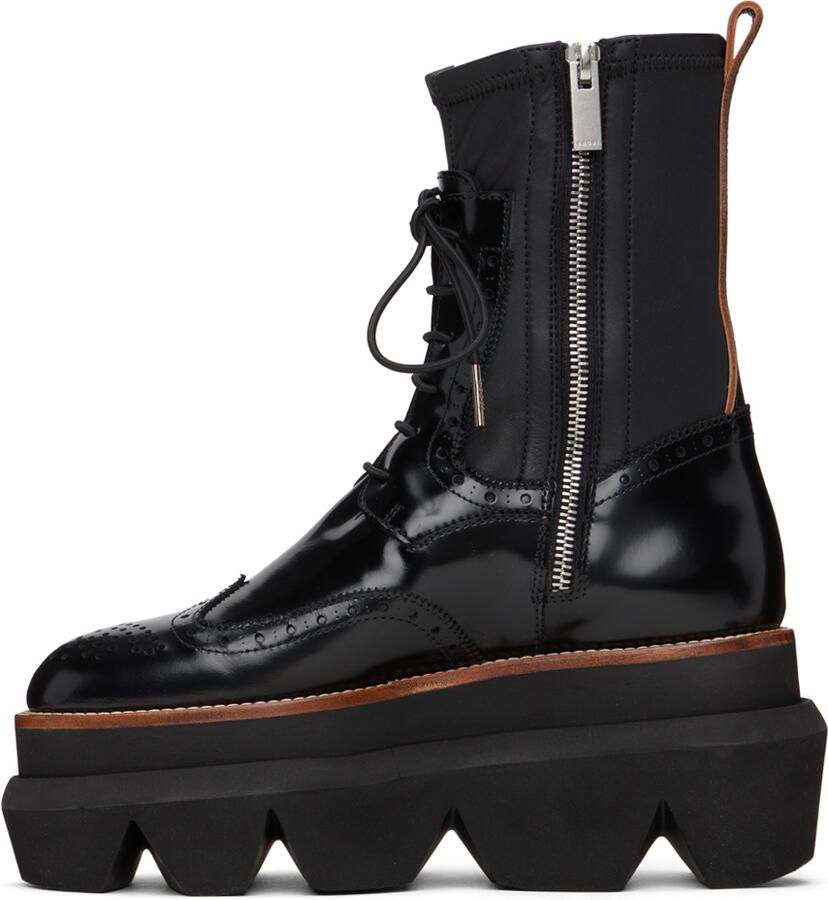 Sacai Black Wingtip Engineer Boots - Picture 2