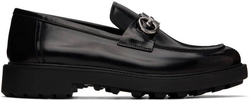 Ferragamo Black Gancini Loafers