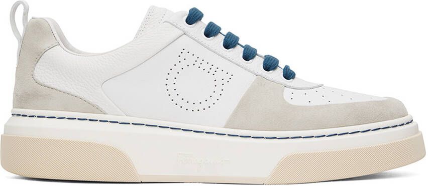 Ferragamo Off-White Perforated Sneakers