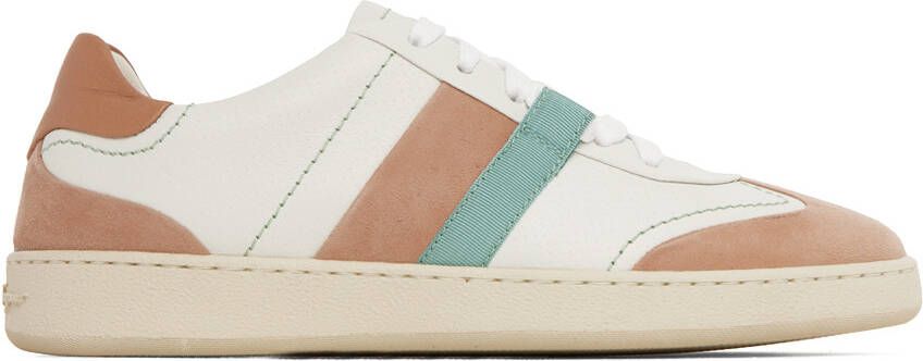 Ferragamo White & Pink Garda Low Sneakers