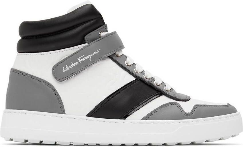 Salvatore Ferragamo White High-Top Noe Sneakers